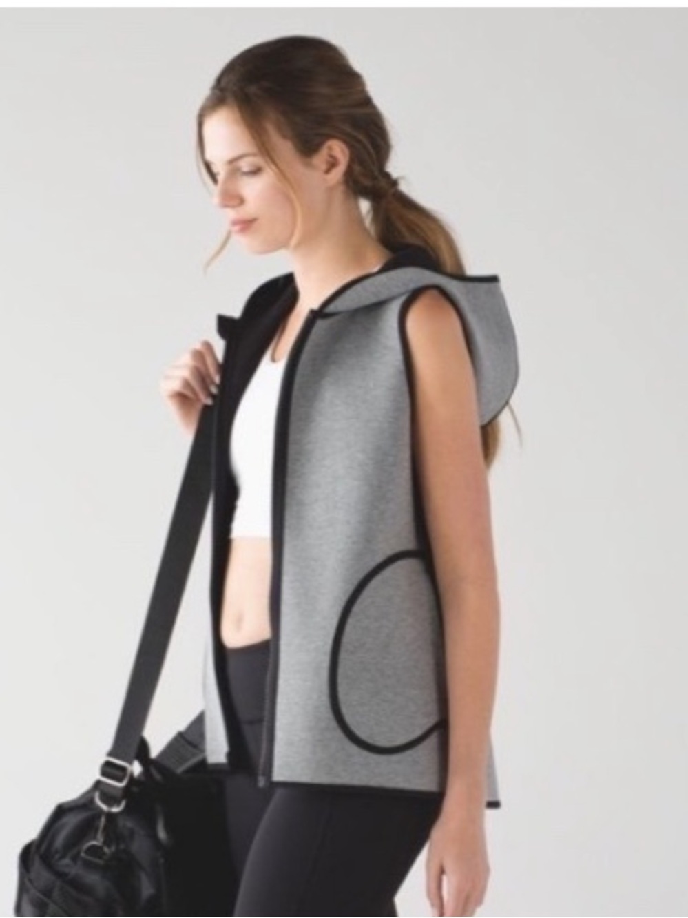 lululemon athletica Gray and Black Hooded Vest